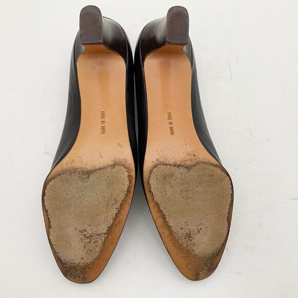 Vintage Salvatore Ferragamo Pump Women 9 AA Italy Brown Texture Leather Med Heel - Picture 7 of 7